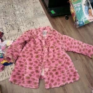 Leopard fur coat size m 12 girls